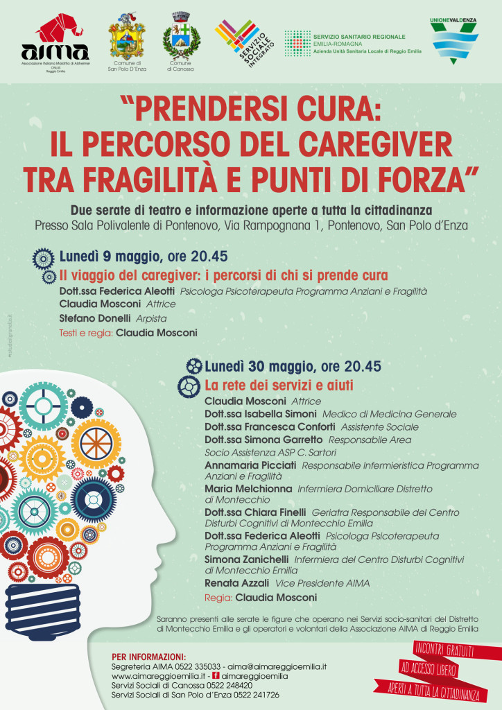 Locandine serate informative il percorso del caregiver di San Polo d'Enza 2016