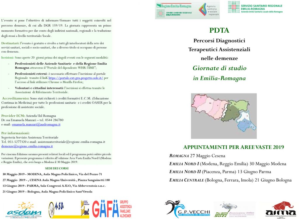 brochure della giornata di studio sui PDTA nelle demenze Emilia-Romagna Nord I