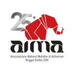 Logo AIMA Associazione Italiana Malattia di Alzheimer Reggio Emilia ODV - 25° anniversario 1997-2022