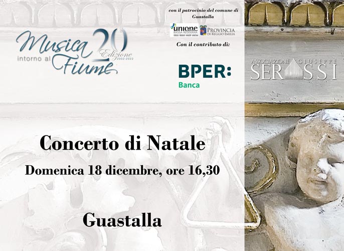 Locandina del Concerto di Natale a Guastalla - Rassegna "Musica Intorno al Fiume" 2022
