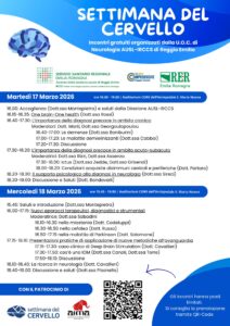 Locandina eventi divulgativi Settimana del Cervello 2026 a Reggio Emilia