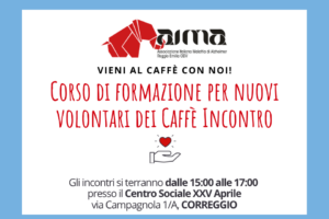Dettaglio volantino corso di formazione volontari AIMA Associazione Alzheimer per Caffè Incontro di Correggio 2026