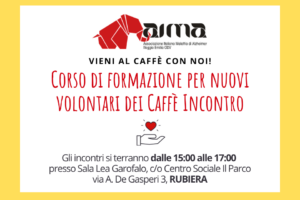 Dettaglio volantino corso di formazione volontari AIMA Associazione Alzheimer per Caffè Incontro di Rubiera 2026