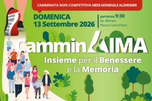Dettaglio locandina CamminAIMA 2026 camminata solidale ad Albinea a sostegno di AIMA Associazione Italiana Malattia di Alzheimer Reggio Emilia ODV